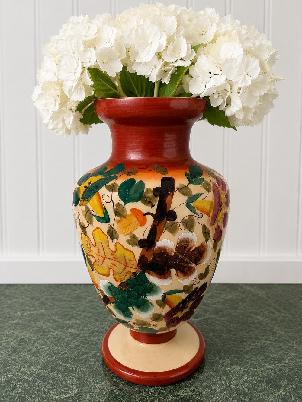 1970's Handpainted Flower Vase